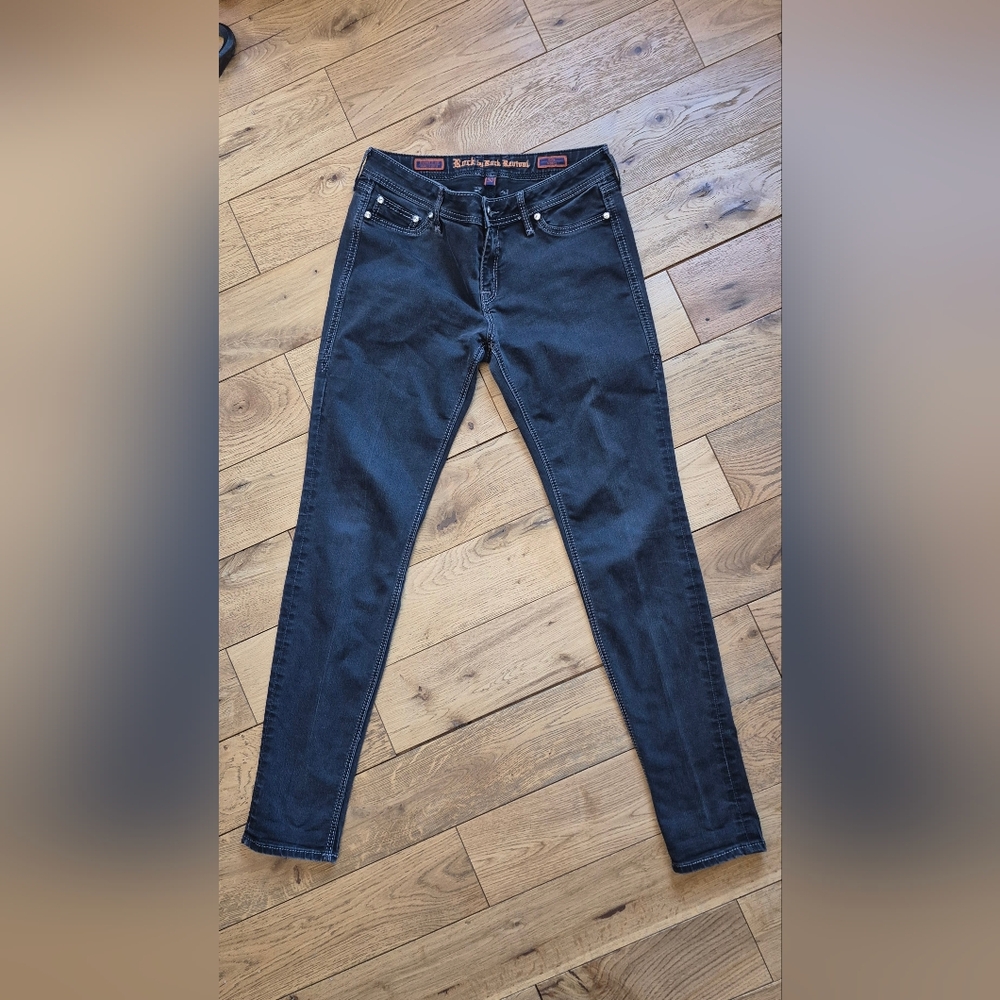 Rock Revival Women's Dark Black Skinny Jeans - Sleek Stretch Denim